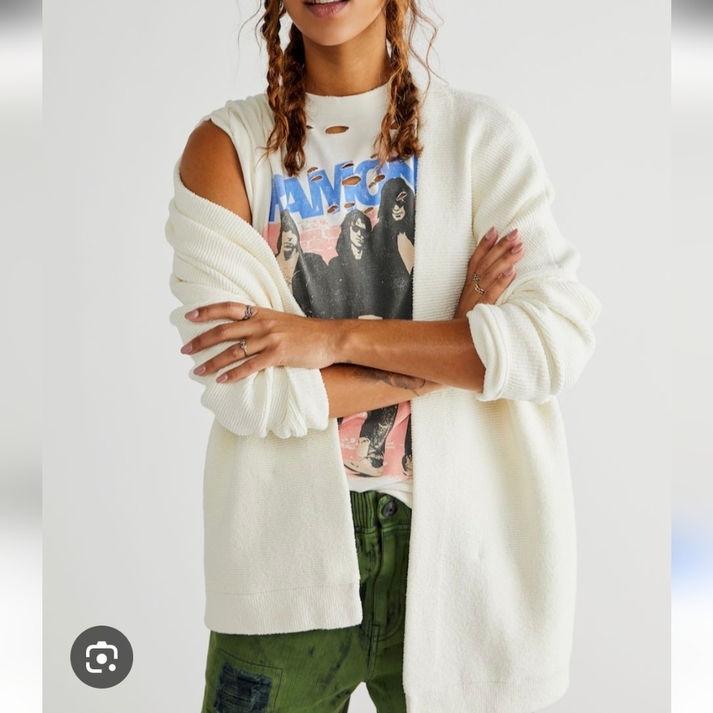 NWT Free People Ottoman Open Cardigan Sweater in Ivory